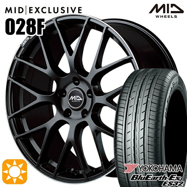 【取付対象】セレナ 215/40R18 85W ヨコハマ ブルーアース ES32 MID RMP 028F セミグロスBK/リムエッジDCロゴMC 18インチ 7.0J 5H114.3 サマータイヤホイールセット
