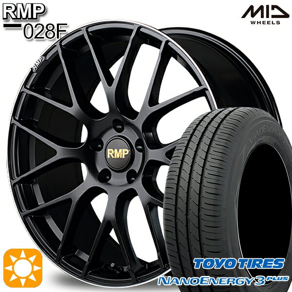 【取付対象】215/45R18 89W トーヨー ナノエナジー3プラス MID RMP 028F セミグロスBK/リムエッジDCロゴMC 18インチ 7.0J 5H114.3 サマータイヤホイールセット