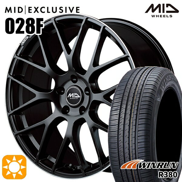 【取付対象】マツダ6 エクストレイル 225/60R18 104V XL ウィンラン R380 MID RMP 028F セミグロスBK/リムエッジDCロゴMC 18インチ 8.0J 5H114.3 サマータイヤホイールセット