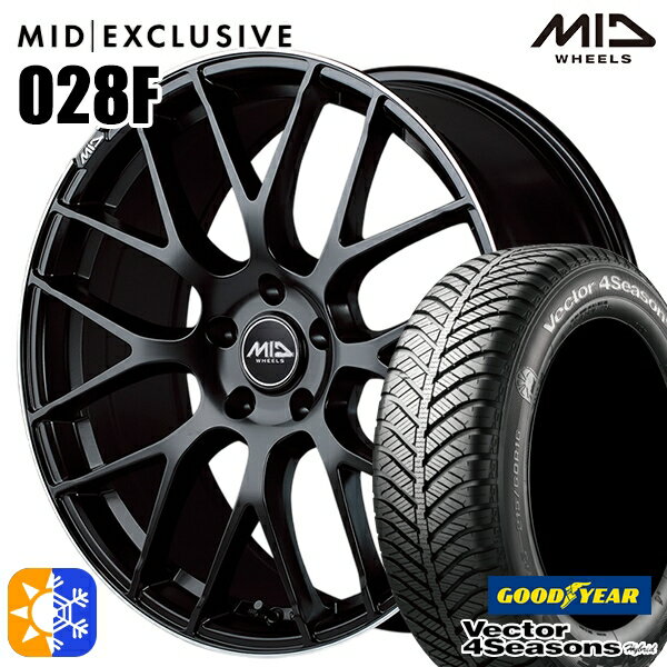 225/45R18 91H グッドイヤー ベクター フォーシーズンズ MID RMP 028F 18インチ 7.0J 5H114.3 セミグロスBK/リムエッジDCロゴMC オールシーズンタイヤホイールセット