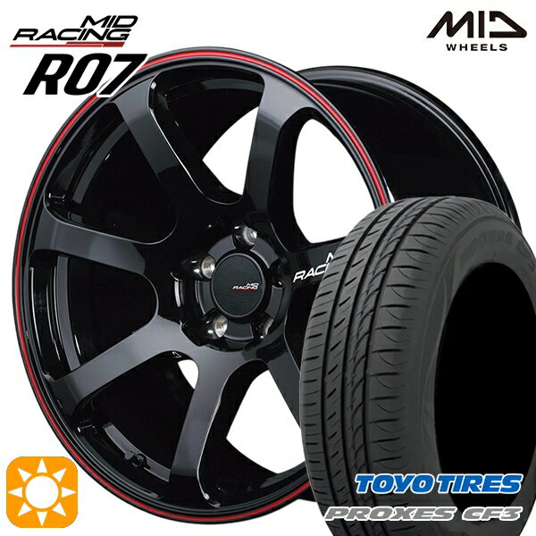 【取付対象】アイシス ノア/ヴォクシー 215/45R17 91W XL トーヨー プロクセス CF3 MID RMPレーシング R07 ブラック/リムレッドライン 17インチ 7.0J 5H114.3 サマータイヤホイールセット