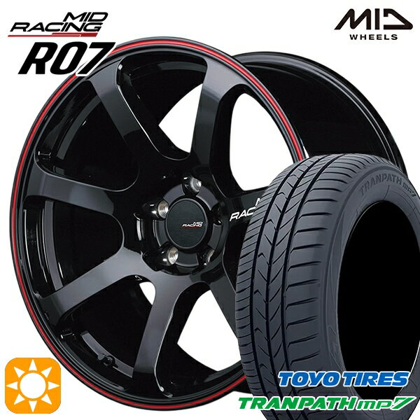 【取付対象】215/60R17 96H トーヨー トランパス mp7 MID RMPレーシング R07 ブラック/リムレッドライン 17インチ 7.0J 5H114.3 サマータイヤホイールセット