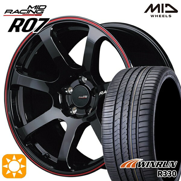 【取付対象】リーフ レヴォーグ 215/50R17 95W XL ウィンラン R330 MID RMPレーシング R07 ブラック/リムレッドライン 17インチ 7.0J 5H114.3 サマータイヤホイールセット