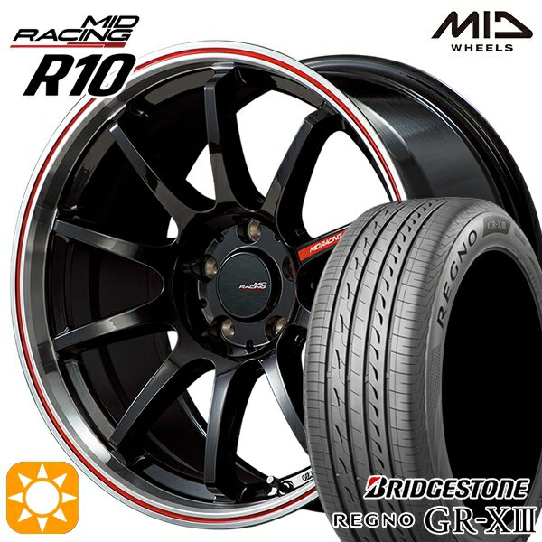 【取付対象】アクセラ アテンザ 215/45R18 93W XL ブリヂストン レグノ GR-X3 MID RMPレーシング R10 クリスタルBK/リムポリッシュ+レッド 18インチ 7.5J 5H114.3 サマータイヤホイールセット