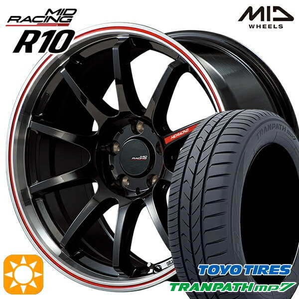 【取付対象】215/60R17 96H トーヨー トランパス mp7 MID RMPレーシング R10 クリスタルBK/リムポリッシュ+レッド 17インチ 7.0J 5H114.3 サマータイヤホイールセット