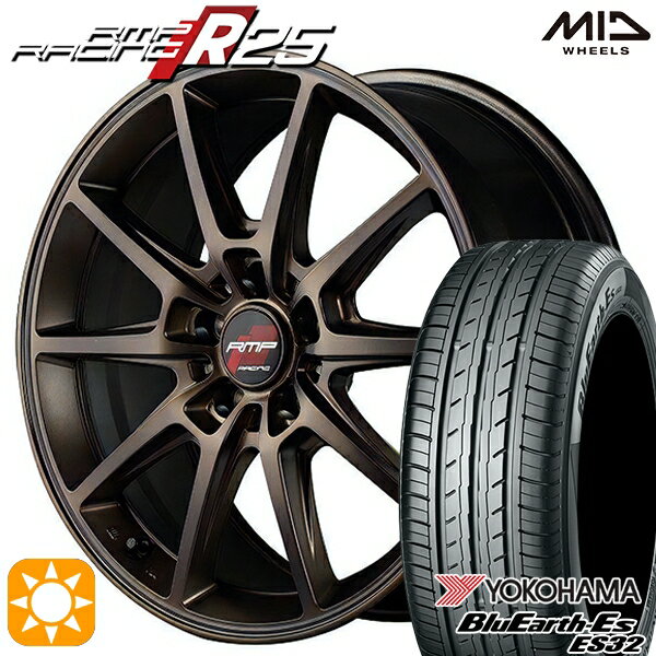 【取付対象】セレナ 215/40R18 85W ヨコハマ ブルーアース ES32 MID RMPレーシング R25 クラシカルブロンズ 18インチ 7.5J 5H114.3 サマータイヤホイールセット