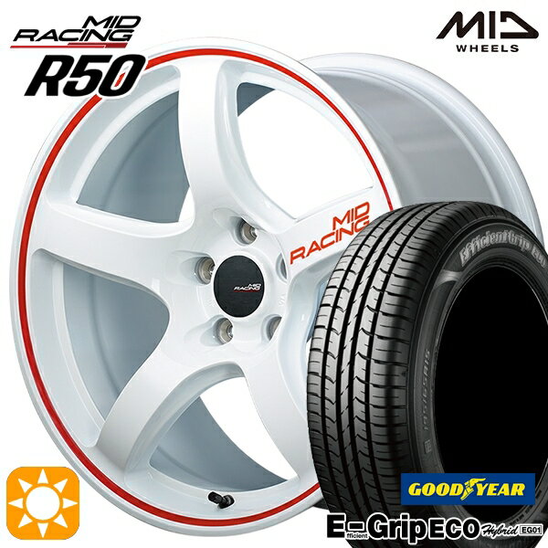 【取付対象】リーフ レヴォーグ 215/50R17 91V グッドイヤー エフィシェントグリップ エコ EG01 MID RMPレーシング R50 ホワイト/リムレッドライン 17インチ 7.0J 5H114.3 サマータイヤホイールセット