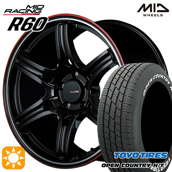 【取付対象】225/60R17 99H トーヨー オープンカントリー H/T2 WL MID RMPレーシング R60 クリスタルBK/デュアルP/レッドクリア 17インチ 7.0J 5H114.3 サマータイヤホイールセット