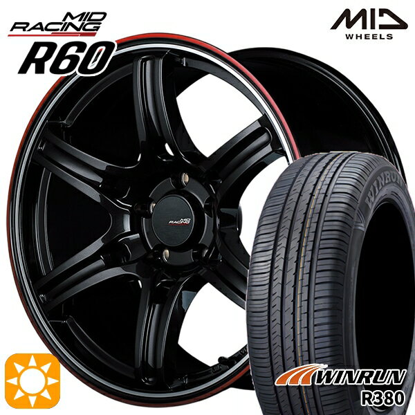 【取付対象】フォレスターSH 215/60R17 96V ウィンラン R380 MID RMPレーシング R60 クリスタルBK/デュアルP/レッドクリア 17インチ 7.0J 5H100 サマータイヤホイールセット