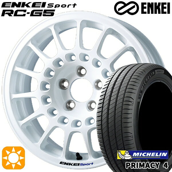 【取付対象】フィット アクア 185/60R15 88H XL ミシュラン プライマシー4 ENKEI エンケイ エンケイ スポーツ RC-G5 ホワイト 15インチ 6.5J 4H100 サマータイヤホイールセット