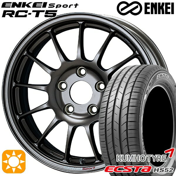 【取付対象】195/45R16 84V XL クムホ エクスタ HS52 ENKEI エンケイスポーツ RC-T5 ダークシルバー 16インチ 6.5J 4H100 サマータイヤホイールセット