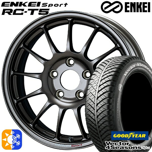 マツダ2 ノート 185/65R15 88H グッドイヤー ベクター フォーシーズンズ ENKEI エンケイ エンケイ スポーツ RC-T5 15インチ 6.5J 4H100 ダークシルバー オールシーズンタイヤホイールセット