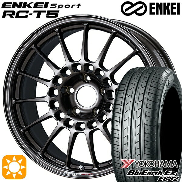 【取付対象】リーフ レヴォーグ 215/50R17 95V XL ヨコハマ ブルーアース ES32 ENKEI エンケイスポーツ RC-T5 ダークシルバー 17インチ 7.0J 5H114.3 サマータイヤホイールセット
