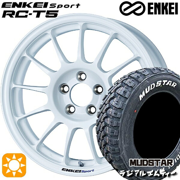 【取付対象】アクア クロスビー 175/60R16 82H マッドスター ラジアル M/T ホワイトレター ENKEI エンケイスポーツ RC-T5 ホワイト 16インチ 6.5J 4H100 サマータイヤホイールセット