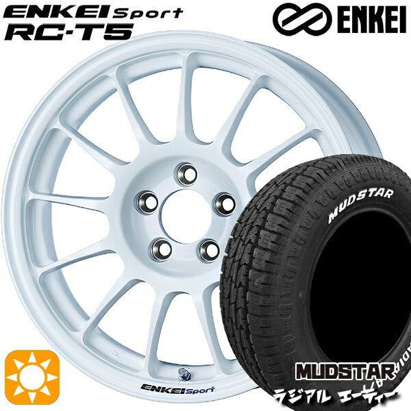 【取付対象】フィット アクア 175/65R15 88H XL マッドスター ラジアル A/T ホワイトレター ENKEI エンケイスポーツ RC-T5 ホワイト 15インチ 6.5J 4H100 サマータイヤホイールセット