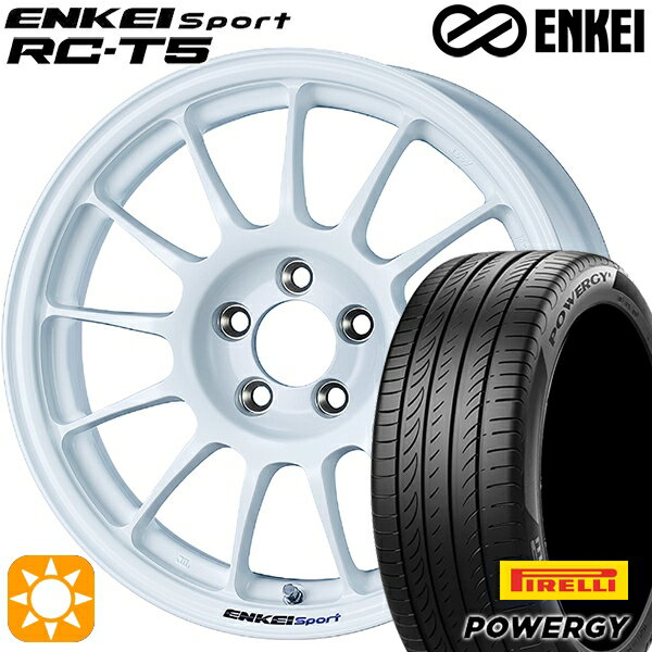 【取付対象】フィット アクア 185/60R15 84H ピレリ パワジー ENKEI エンケイスポーツ RC-T5 ホワイト 15インチ 6.5J 4H100 サマータイヤホイールセット