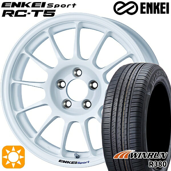 【取付対象】フィット アクア 185/60R15 84H ウィンラン R380 ENKEI エンケイスポーツ RC-T5 ホワイト 15インチ 6.0J 4H100 サマータイヤホイールセット