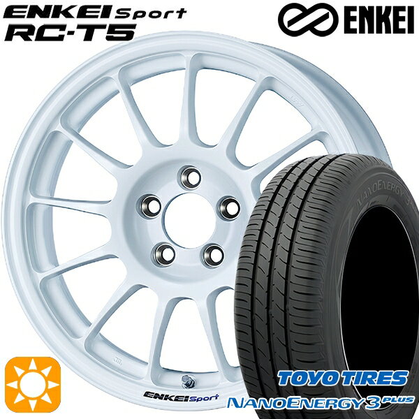 【取付対象】195/65R15 91H トーヨー ナノエナジー3プラス ENKEI エンケイスポーツ RC-T5 ホワイト 15インチ 6.0J 5H114.3 サマータイヤホイールセット