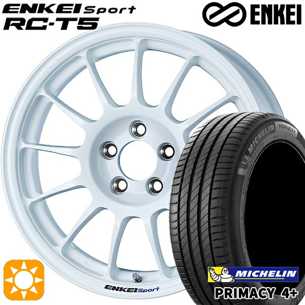 【取付対象】ヴェゼル オデッセイ 215/60R16 95H ミシュラン プライマシー4プラス ENKEI エンケイスポーツ RC-T5 ホワイト 16インチ 6.5J 5H114.3 サマータイヤホイールセット