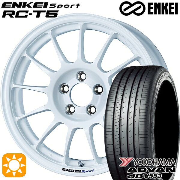 【取付対象】エスクァイア セレナ 195/65R15 91H ヨコハマ アドバンデシベル V553 ENKEI エンケイスポーツ RC-T5 ホワイト 15インチ 6.0J 5H114.3 サマータイヤホイールセット