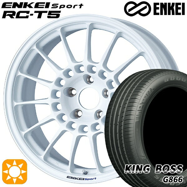【取付対象】225/45R18 95W XL キングボス G866 ENKEI エンケイスポーツ RC-T5 ホワイト 18インチ 8.0J 5H114.3 サマータイヤホイールセット