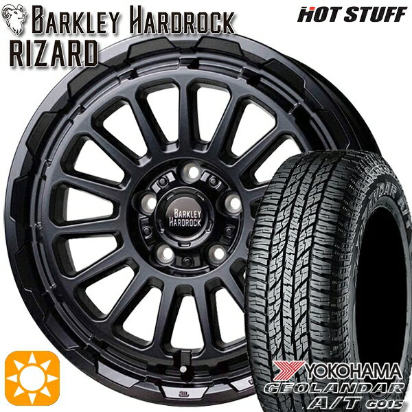 【取付対象】エルグランド クロスロード 215/65R16 98H ヨコハマ ジオランダーA/T G015 HotStuff バークレイ ハードロック リザード セミグロスブラック 16インチ 7.0J 5H114.3 サマータイヤホイールセット