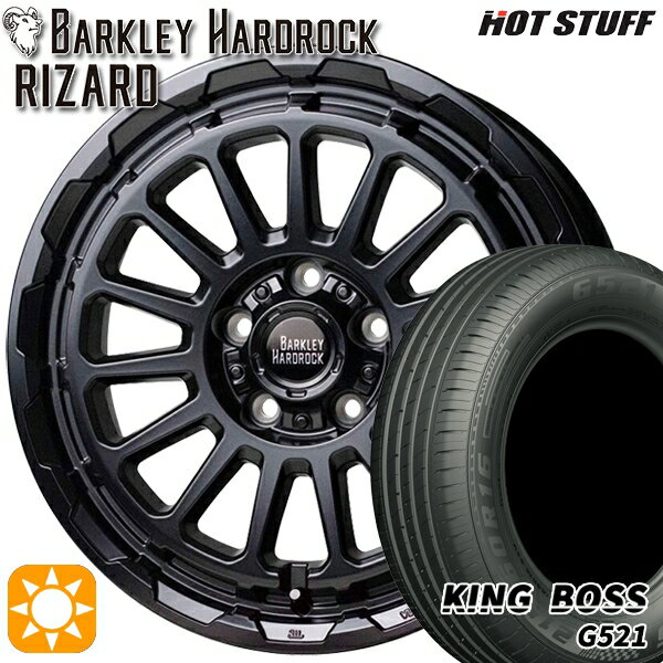 【取付対象】215/60R16 95V キングボス G521 HotStuff バークレイ ハードロック リザード セミグロスブラック 16インチ 7.0J 5H114.3 サマータイヤホイールセット