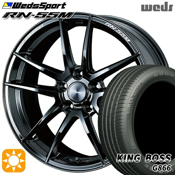 【取付対象】245/40R19 98W XL キングボス G866 Weds ウェッズスポーツ RN55M グロスブラック 19インチ 8.0J 5H114.3 サマータイヤホイールセット