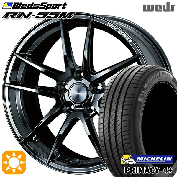【取付対象】アウトランダー デリカD5 225/55R18 98V ミシュラン プライマシー4プラス Weds ウェッズスポーツ RN55M グロスブラック 18インチ 8.0J 5H114.3 サマータイヤホイールセット