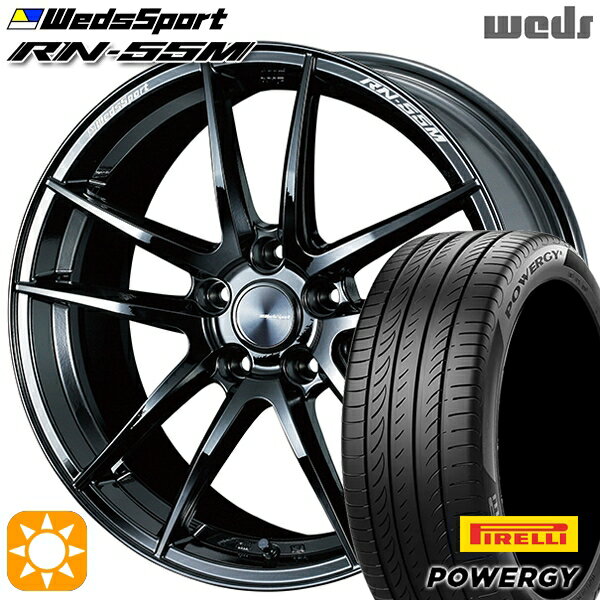 【取付対象】245/40R19 98W XL ピレリ パワジー Weds ウェッズスポーツ RN55M グロスブラック 19インチ 8.0J 5H114.3 サマータイヤホイールセット