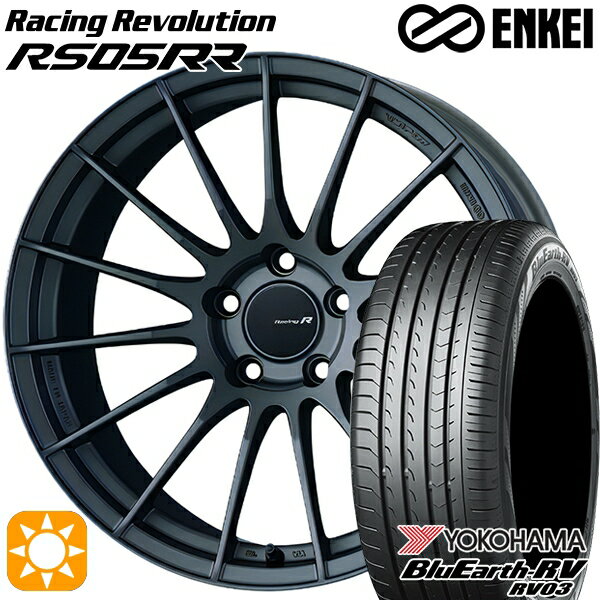 【取付対象】アウディ A6(F2) 225/55R18 98V ヨコハマ ブルーアース RV03 ENKEI レーシングレボリューションRS05RR マットダークガンメタリック 18インチ 8.5J 5H112 サマータイヤホイールセット