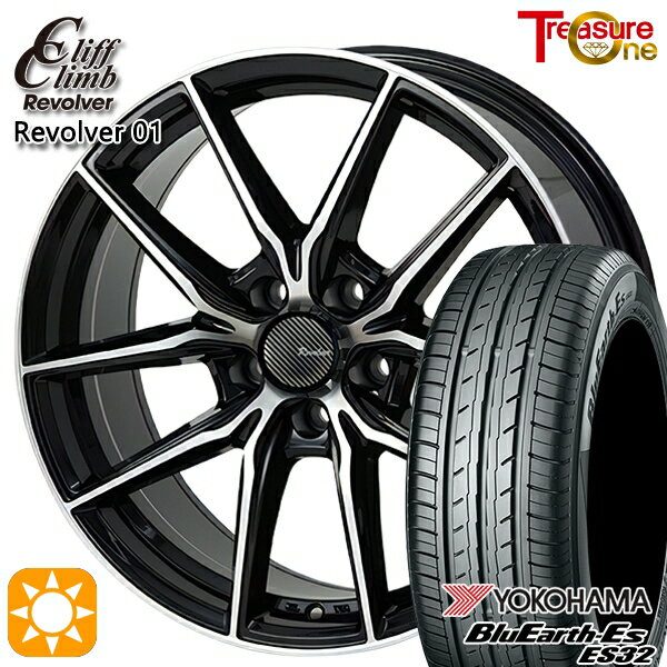 【取付対象】C-HR レガシィB4 225/50R18 95V ヨコハマ ブルーアース ES32 トレジャーワン クリフクライム リボルバー01 ブラックポリッシュ 18インチ 8.0J 5H114.3 サマータイヤホイールセット