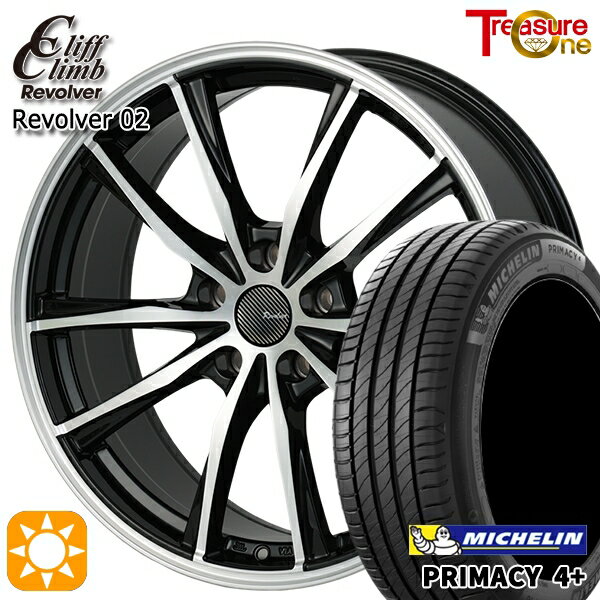 【取付対象】リーフ レヴォーグ 215/50R17 95W XL ミシュラン プライマシー4プラス トレジャーワン クリフクライム リボルバー02 ブラックポリッシュ 17インチ 7.0J 5H114.3 サマータイヤホイールセット
