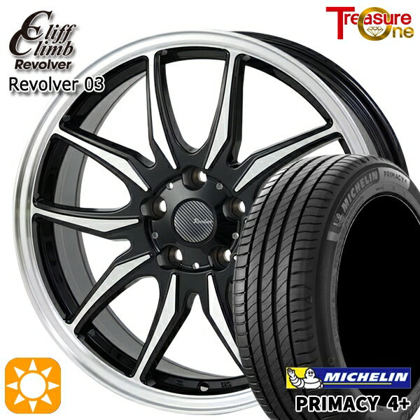 【取付対象】リーフ レヴォーグ 215/50R17 95W XL ミシュラン プライマシー4プラス トレジャーワン クリフクライム リボルバー03 ブラックポリッシュ 17インチ 7.0J 5H114.3 サマータイヤホイールセット
