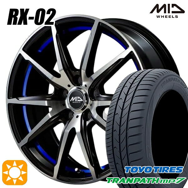 【取付対象】195/65R15 91H トーヨー トランパス mp7 MID シュナイダー RX02 ブラックポリッシュ/アンダーカットブルー 15インチ 6.0J 5H100 サマータイヤホイールセット