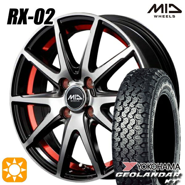 【取付対象】軽トラ 145/80R12 80/78N ヨコハマ ジオランダーKT Y828C MID シュナイダー RX02 RX810 BP/アンダーカットレッド 12インチ 3.5J 4H100 サマータイヤホイールセット