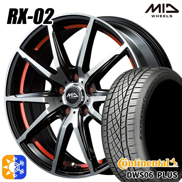 リーフ レヴォーグ 215/50R17 95W XL コンチネンタル DWS06+ MID シュナイダー RX02 ブラックポリッシュ/アンダーカットレッド 17インチ 7.0J 5H114.3 オールシーズンタイヤホイールセット