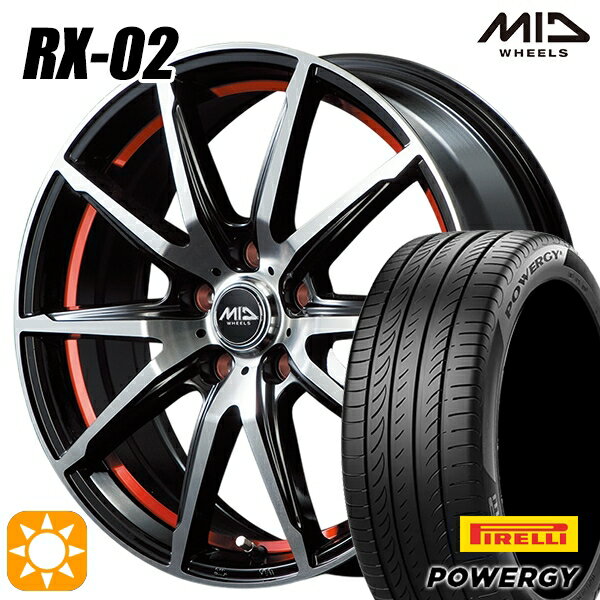 【取付対象】225/45R18 95W XL ピレリ パワジー MID シュナイダー RX02 RX810 BP/アンダーカットレッド 18インチ 8.0J 5H114.3 サマータイヤホイールセット
