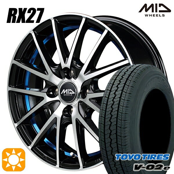 【取付対象】軽トラ 145/80R12 80/78N トーヨー V02E V-02E MID シュナイダー RX27 BMP/アンダーカットブルークリア 12インチ 4.0J 4H100 サマータイヤホイールセット