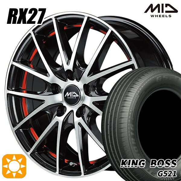 【取付対象】205/60R16 92V キングボス G521 MID シュナイダー RX27 BMP/アンダーカットレッドクリア 16インチ 6.5J 5H114.3 サマータイヤホイールセット