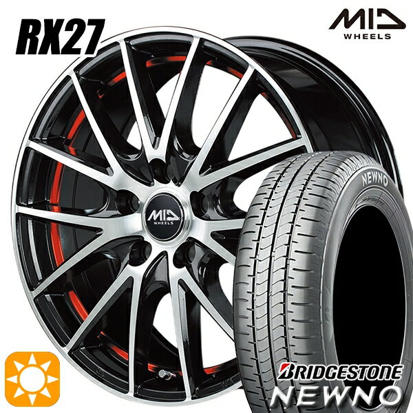 【取付対象】195/60R16 89H ブリヂストン ニューノ MID シュナイダー RX27 BMP/アンダーカットレッドクリア 16インチ 6.5J 5H114.3 サマータイヤホイールセット