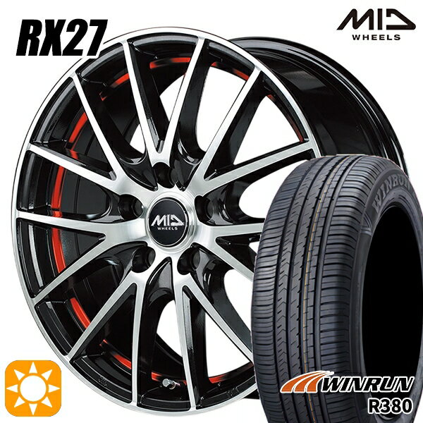 【取付対象】エルグランド クロスロード 215/65R16 98H ウィンラン R380 MID シュナイダー RX27 BMP/アンダーカットレッドクリア 16インチ 6.5J 5H114.3 サマータイヤホイールセット