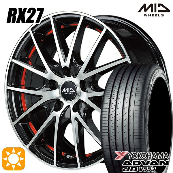 【取付対象】エスティマ ヤリスクロス 215/60R16 95V ヨコハマ アドバンデシベル V553 MID シュナイダー RX27 BMP/アンダーカットレッドクリア 16インチ 6.5J 5H114.3 サマータイヤホイールセット