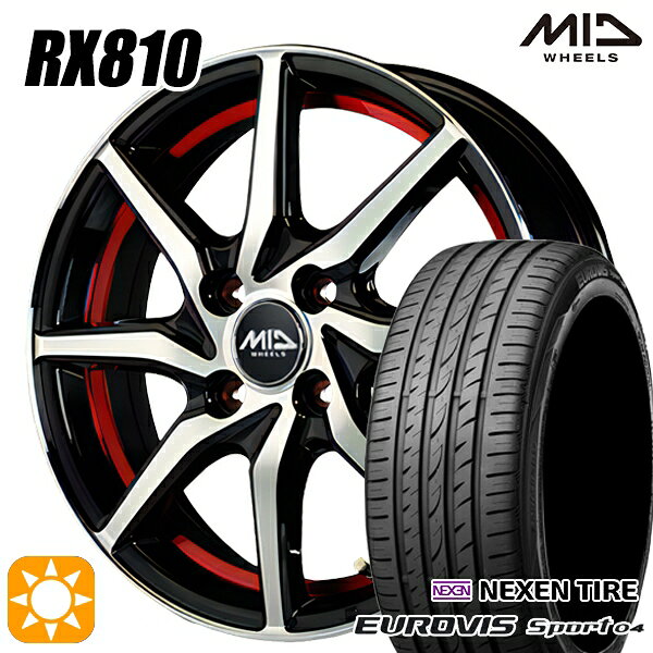 【取付対象】165/60R14 75H ロードストーン ユーロビズ Sport 04 MID シュナイダー RX810 RX810 BP/アンダーカットレッド 14インチ 4.5J 4H100 サマータイヤホイールセット
