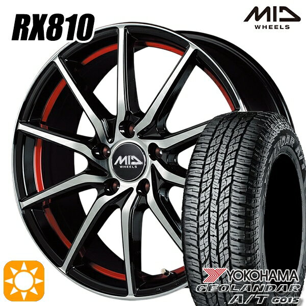 【取付対象】エルグランド クロスロード 215/65R16 98H ヨコハマ ジオランダーA/T G015 MID シュナイダー RX810 BP/アンダーカットレッド 16インチ 6.5J 5H114.3 サマータイヤホイールセット