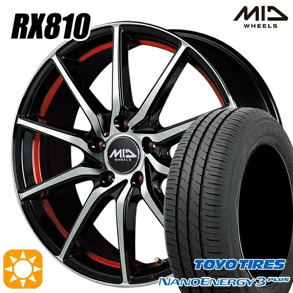 【取付対象】ヴェゼル オデッセイ 215/60R16 95H トーヨー ナノエナジー3プラス MID シュナイダー RX810 BP/アンダーカットレッド 16インチ 6.5J 5H114.3 サマータイヤホイールセット