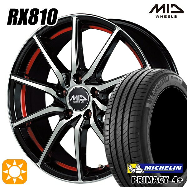 【取付対象】アイシス ノア 215/45R17 91W XL ミシュラン プライマシー4プラス MID シュナイダー RX810 BP/アンダーカットレッド 17インチ 7.0J 5H114.3 サマータイヤホイールセット