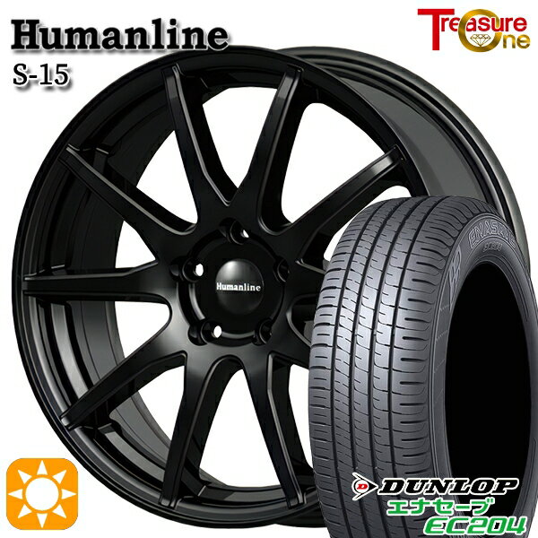 【取付対象】リーフ レヴォーグ 215/50R17 95W XL ダンロップ エナセーブ EC204 トレジャーワン ヒューマンライン S15 ブラック 17インチ 7.0J 5H114.3 サマータイヤホイールセット