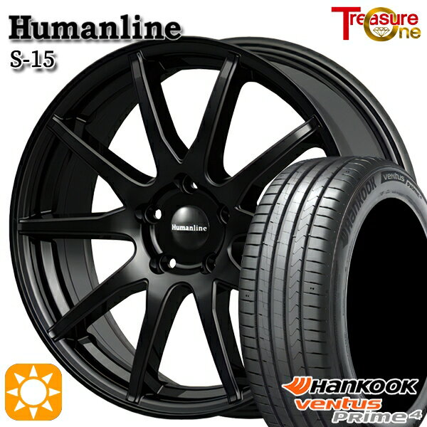 【取付対象】リーフ アクセラ 205/55R16 94V XL ハンコック veNtus PRime4 K135 トレジャーワン ヒューマンライン S15 ブラック 16インチ 6.5J 5H114.3 サマータイヤホイールセット