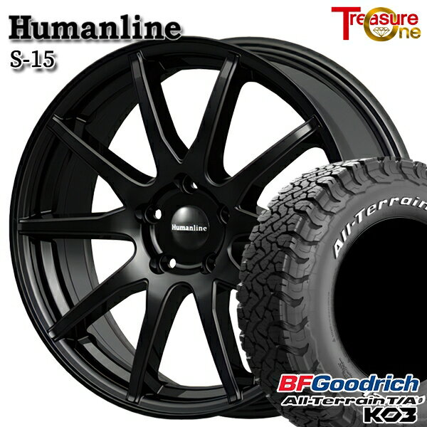 【取付対象】デリカD5 225/70R16 102/99S RWL BFグッドリッチ オールテレーン T/A KO3 トレジャーワン ヒューマンライン S15 ブラック 16インチ 6.5J 5H114.3 サマータイヤホイールセット
